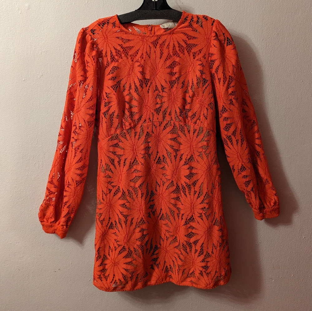 MICHAEL Michael Kors Palm Beach Lace Mini Dress,  Color Sangria, Size 8